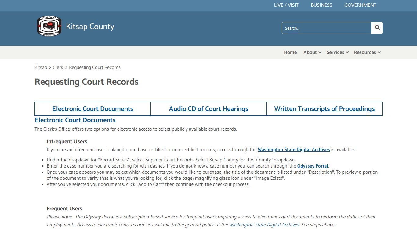 Requesting Court Records - Kitsap